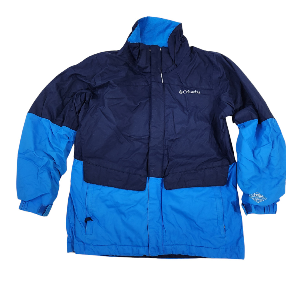 Columbia Omni-Tech Jacket Small Kids Blue Shell Zip Nylon Coat
